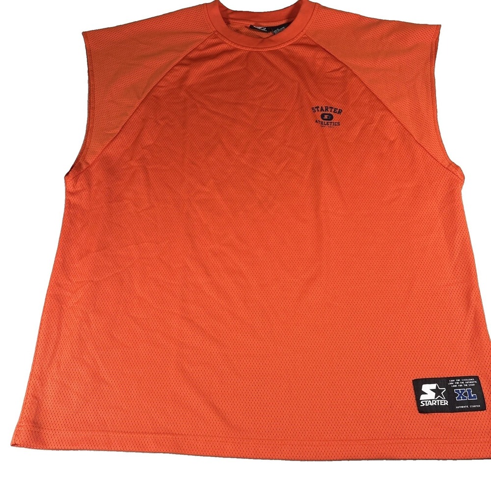 Vintage Starter Athletics Jersey Mens XL Orange Sleeveless Training Practice